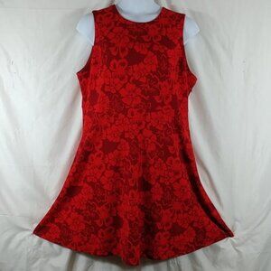 Lands' End Dress Women's Red Floral Sleeveless Fit and Flare Mini Plus Size 22W